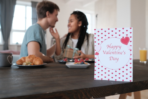 Valentine Day Card on Couple Background